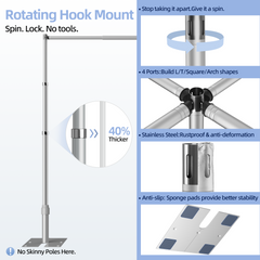 EMART Adjustable Backdrop Stand Heavy Duty, 8.9x10 FT Pipe And Drape Stand for wedding/party/birthday/display, Aluminum pole and folding base, with durable stainless steel connectors