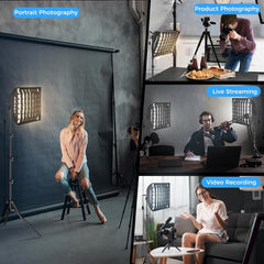 16"x16" Pull Soft Box with Honeycomb Grid, 50W 3000K-6000K LED Bulb with Remote/APP Control, Softbox Lighting Kit