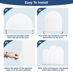 EMART 3-Pack Wedding Arch Backdrop Cover Set (6FT/6.6FT/7.2FT) - Fitted Arch Backdrop Stand Spandex Arch Covers