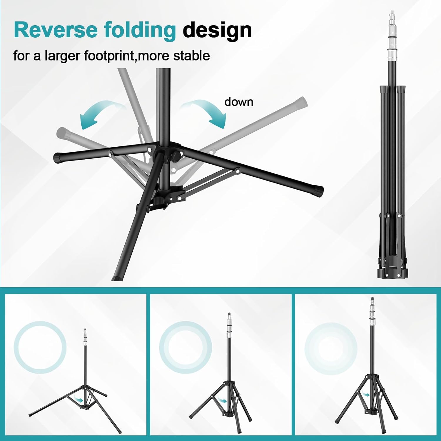 2.8-8.5Ft Adjustable Reverse Folding  Light Stand