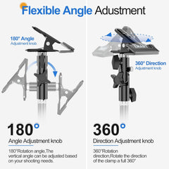 Photography Reflector Holder 5/8" Heavy-Duty Metal Clamp Attachment with Umbrella Hole