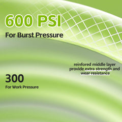 1/2" Flexible Garden Water Hose, Heavy-Duty & Leak-Proof, 3/4" Brass Swivel Fittings, Burst 600 PSI, Non-Expandable, Kink-Proof