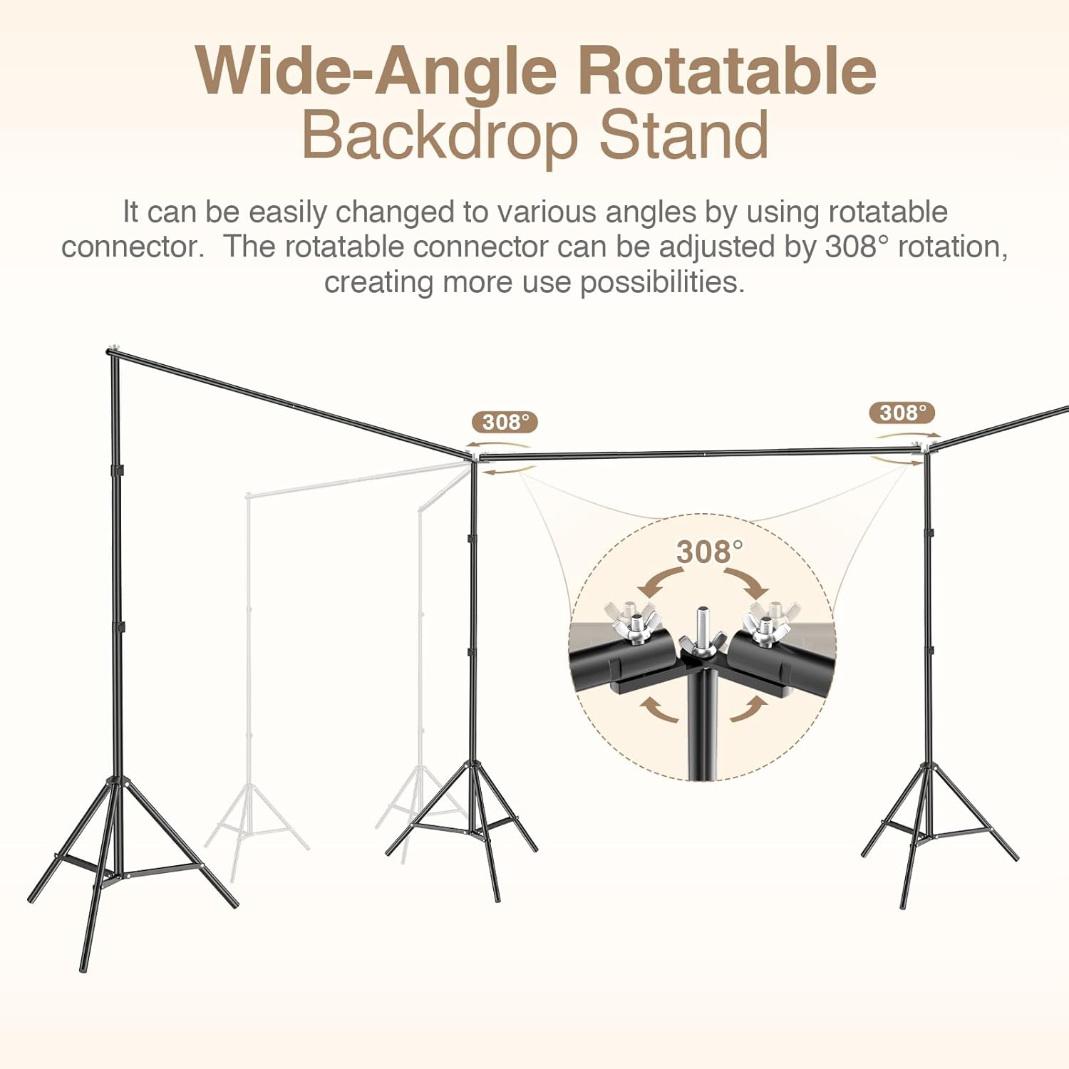 30x7Ft Large Adjustable Backdrop Stand Kit with 308° Angle Rotatable Connector