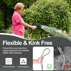 3/8" 304 Stainless Steel Garden Hose, Heavy-Duty & Flexible, Never Kink & Tangle, Puncture Resistant