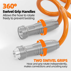 3/8” Light-weight Coil Garden Hose, EVA Flexible Curly Water Pipes with Nozzle