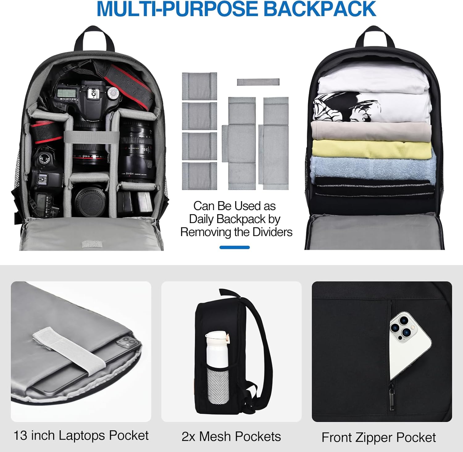 Small Camera Backpack Bag Professional with Waterproof Rain Cover
