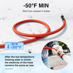 Hot/Cold Garden Water Hose , -50℉-190℉,Flexible & Light-weight With 3/4" Brass Fittings