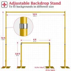 10Ft Heavy-Duty Pipe and Drape Stand Adjustable Photo Booth Frame Kit - Gold