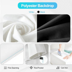 10x10ft Heavy Duty Photo Backdrop Stand Kit with Polyester Backdrop (White, Black)