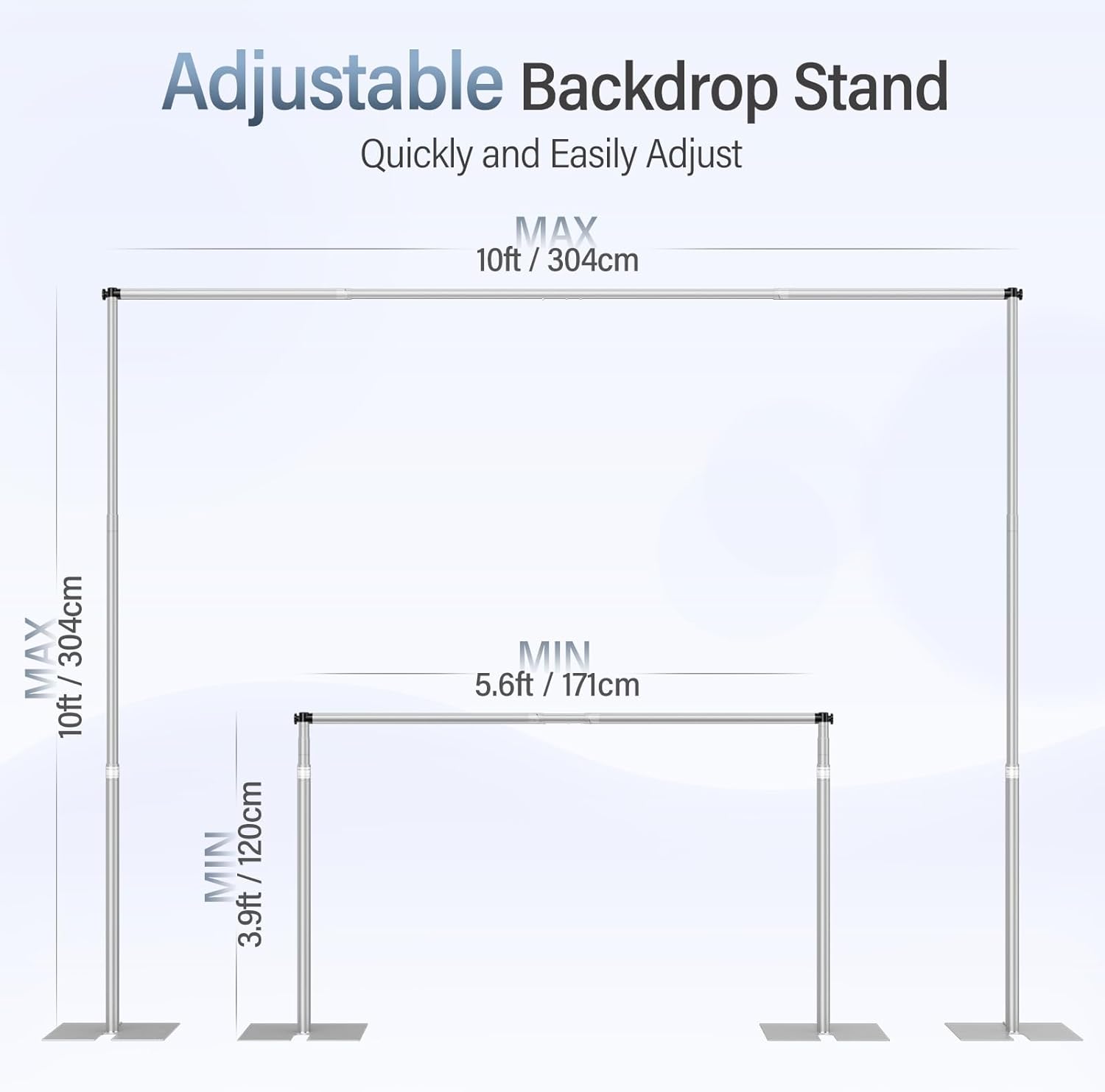 Heavy Duty Pipe and Drape Adjustable Backdrop Stand Kit-Silver