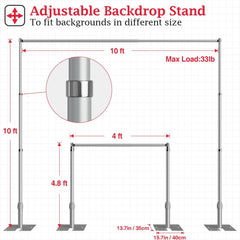 10Ft Heavy-Duty Pipe and Drape Stand Adjustable Photo Booth Frame Kit