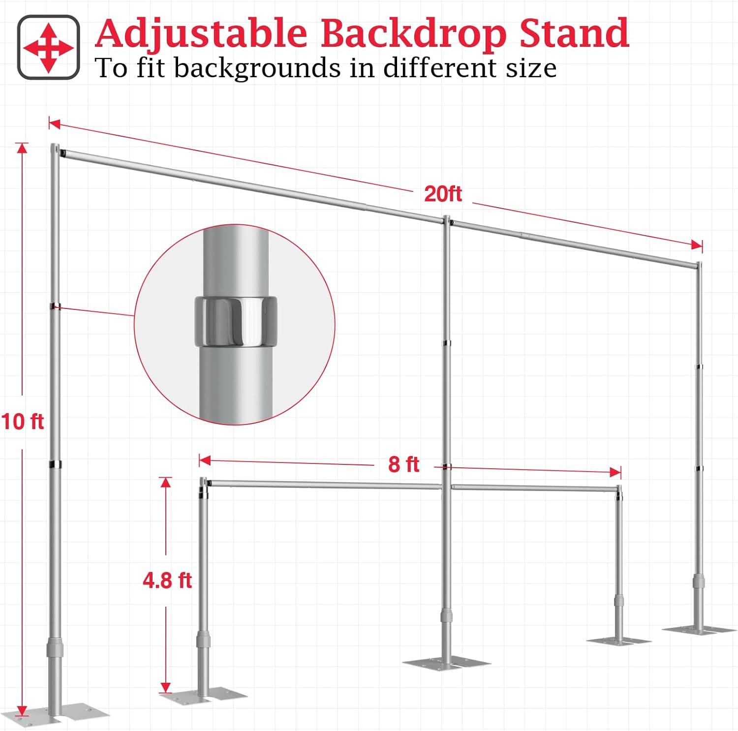 10ftx20Ft Pipe and Drape Photo Background Support Kit