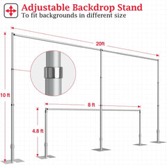 10ftx20Ft Pipe and Drape Photo Background Support Kit