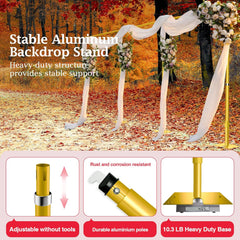 10 X 30Ft Heavy Duty Adjustable Pipe and Drape Photo Background Support Kit with Flat Base-Gold