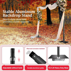 10x10Ft Triple Crossbar Pipe and Drape Photo Background Support Kit-Black