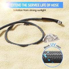 Heavy Duty Stainless Steel 3-Layer Non-Expanding Hose, 8 Pattern Spray Nozzle, Leak Proof, No-kink & Tangle-free