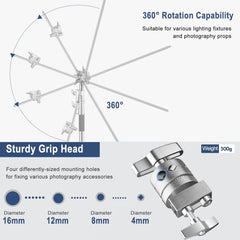 10.8Ft 100% Stainless Steel Heavy-Duty C Stand with Boom Arm and 2 Grip Head