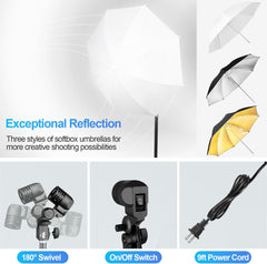 8.5X10 FT Backdrop Stand Kit, Photography Umbrella with 5500K Bulbs, 10X12 FT Green Backdrop