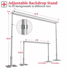 10x10Ft Three Crossbar Pipe and Drape Photo Background Support Kit