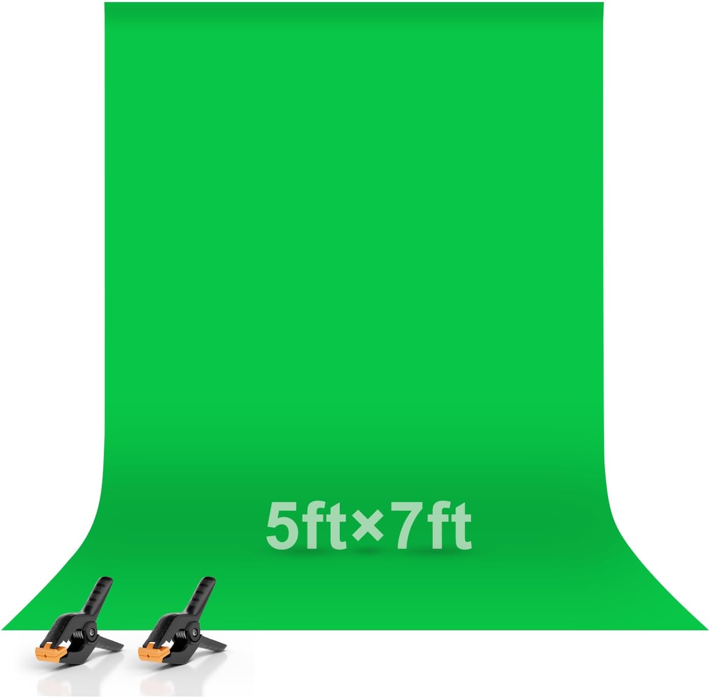 Emart 5x7フィート グリーンスクリーン背景、ポリエステルしわ防止カーテン生地