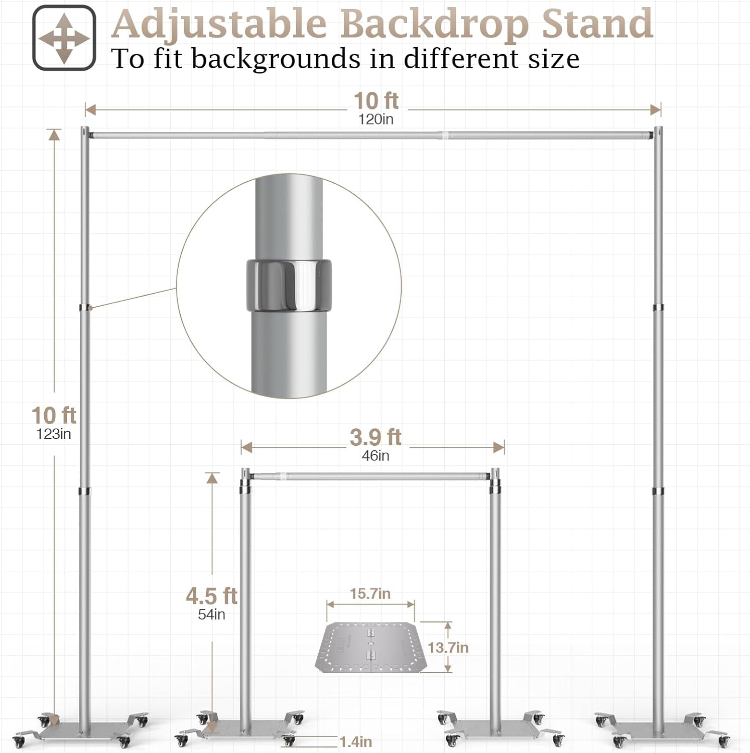 10ftx10ft Pipe and Drape Backdrop Stand Kit with Wheels