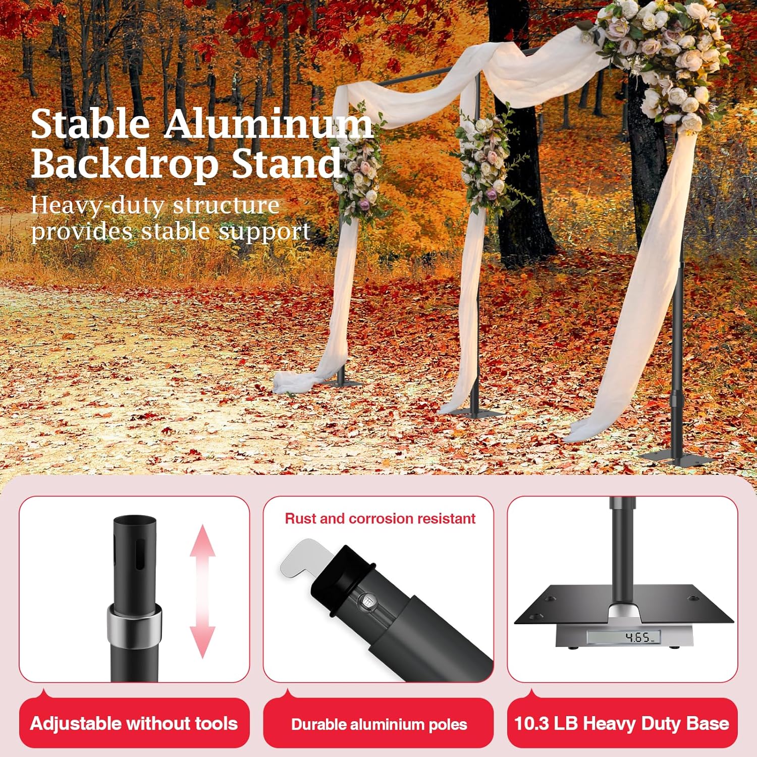 Heavy-Duty Pipe and Drape Photo Background Support Kit-Black