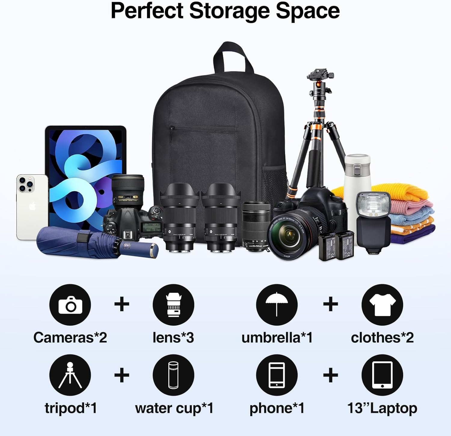Small Camera Backpack Bag Professional with Waterproof Rain Cover