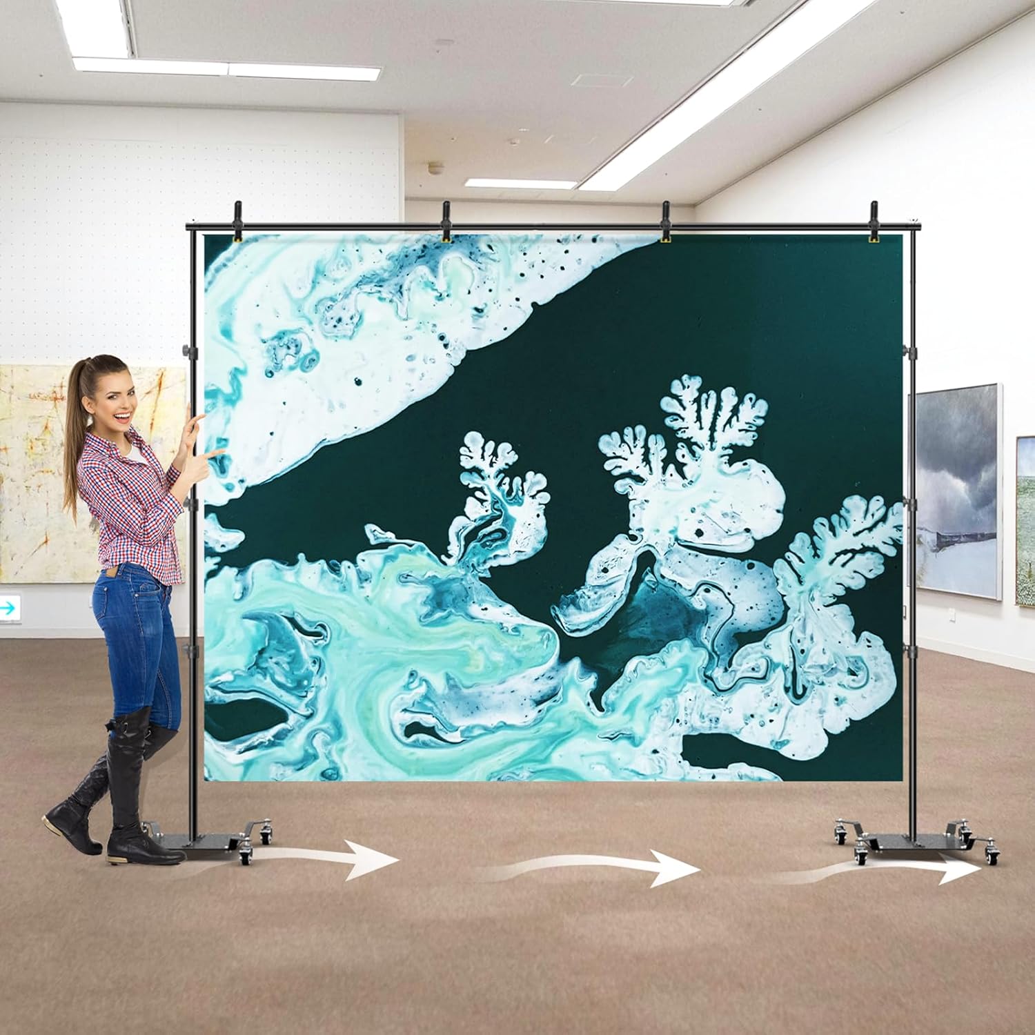 10x8.5ft Metal Flat Base Backdrop Stand with Wheels