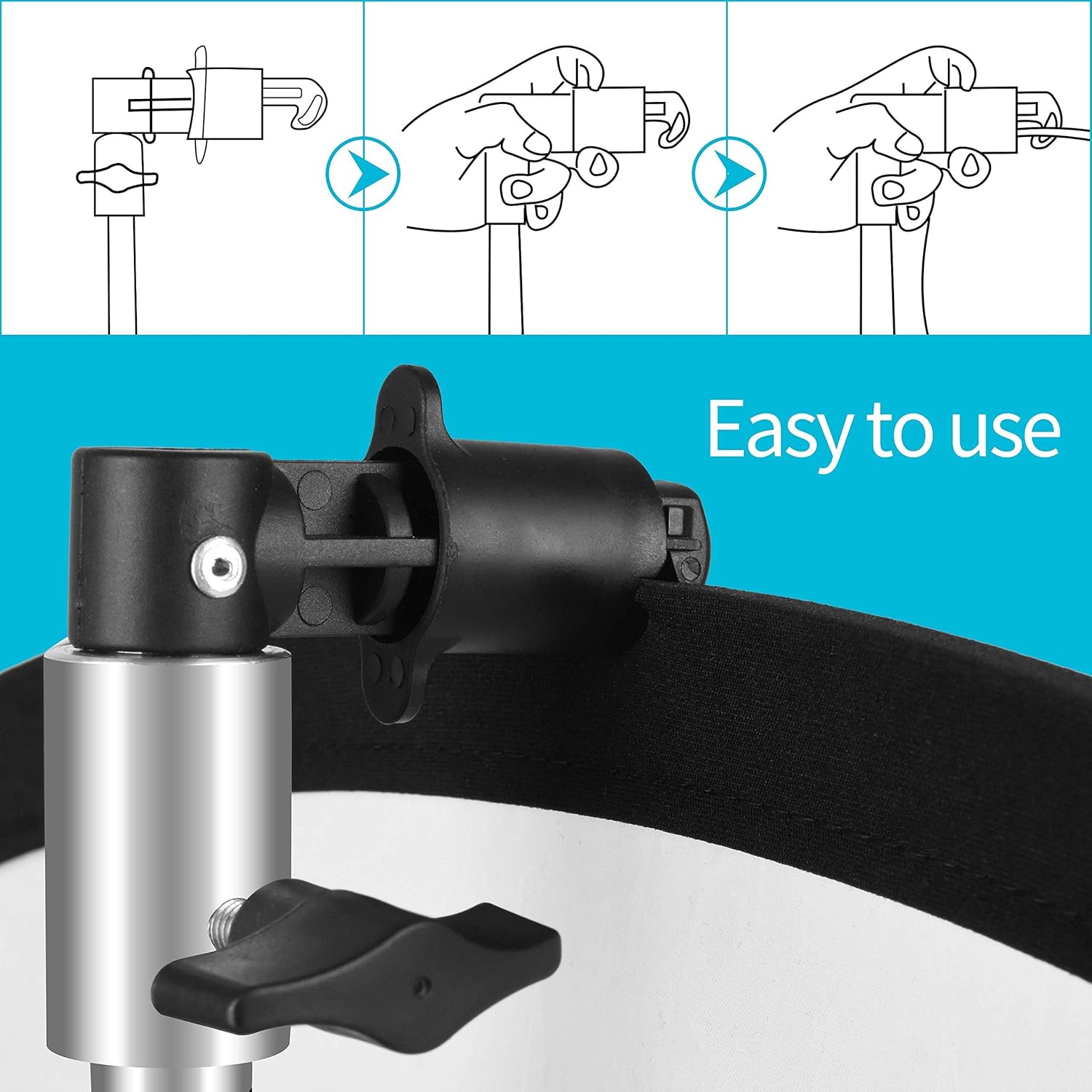 8.5FT Photography Reflector Disc Holder Clip with Light Stand