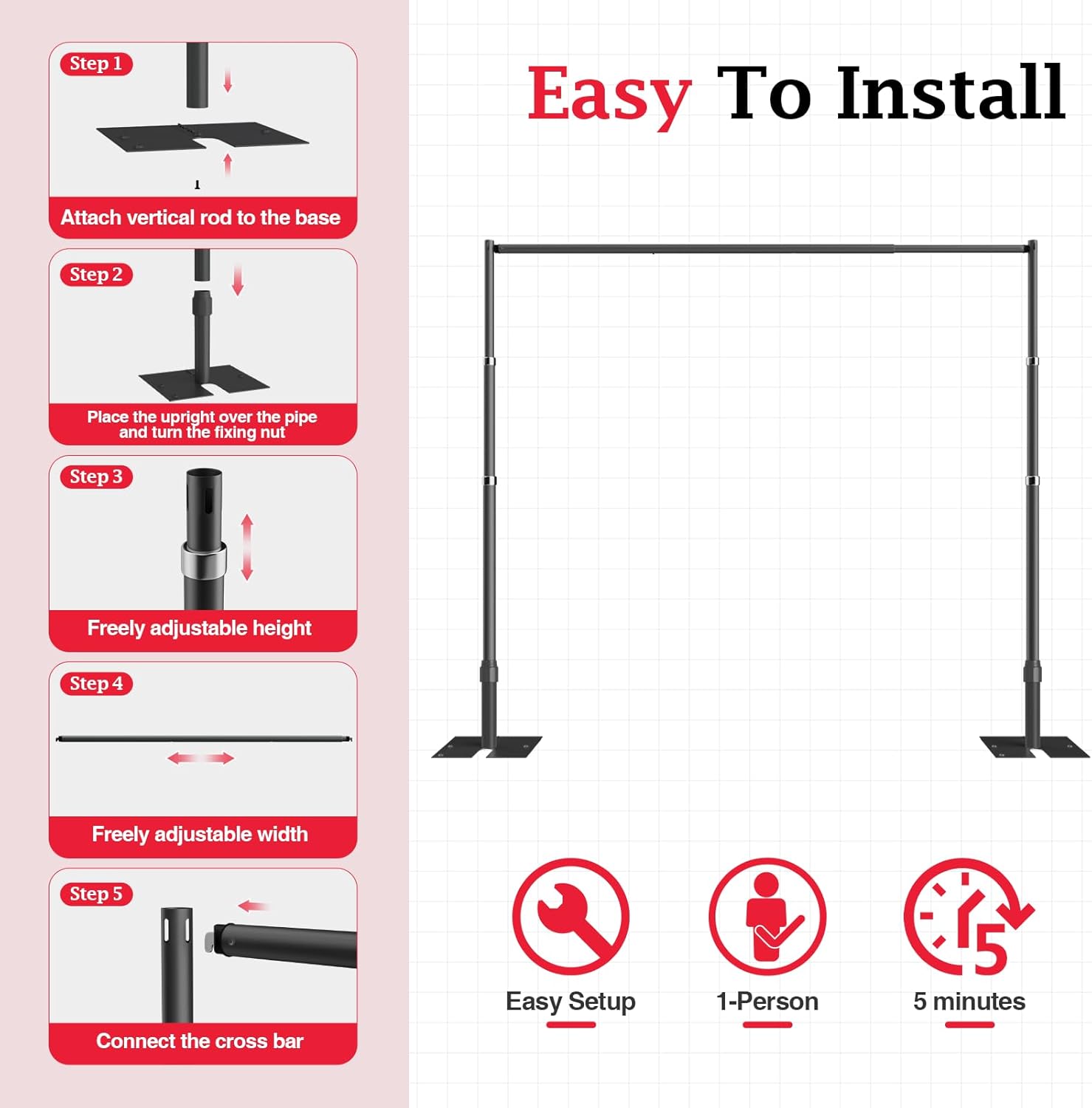 10ftx10ft Pipe and Drape Stand Kit-Black