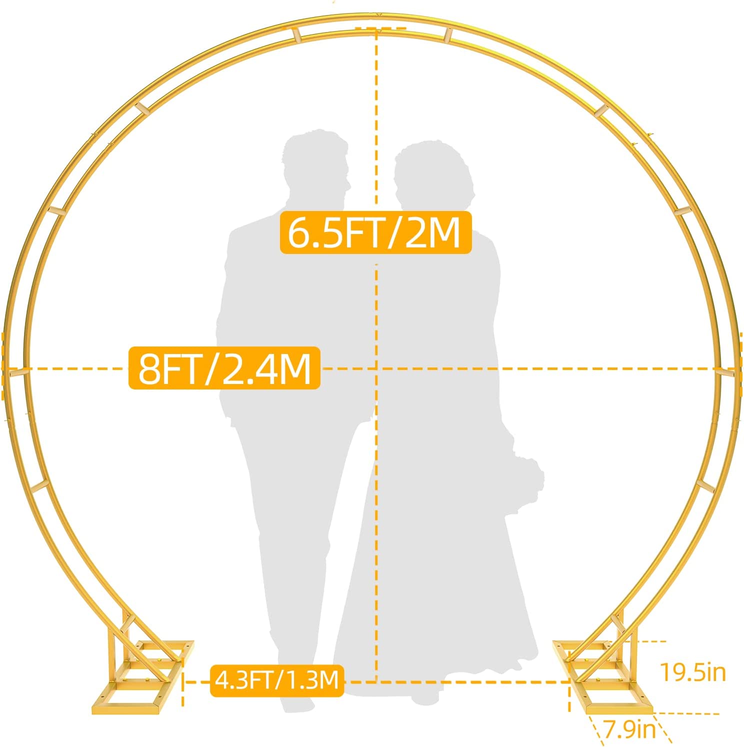 6.5x7.8FT Gold Double Tubes Round Arch Frame