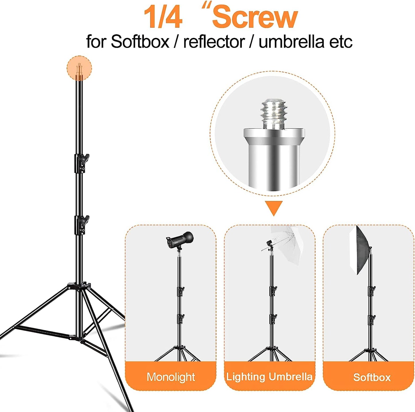 8.5 ft Heavy Duty Aluminum Light Stand with Carrying Bag