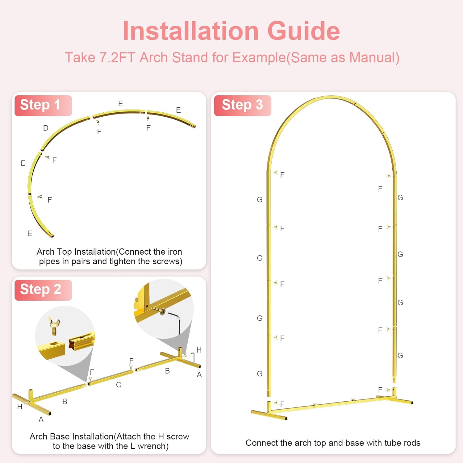 Metal Gold Balloon Arch Stand