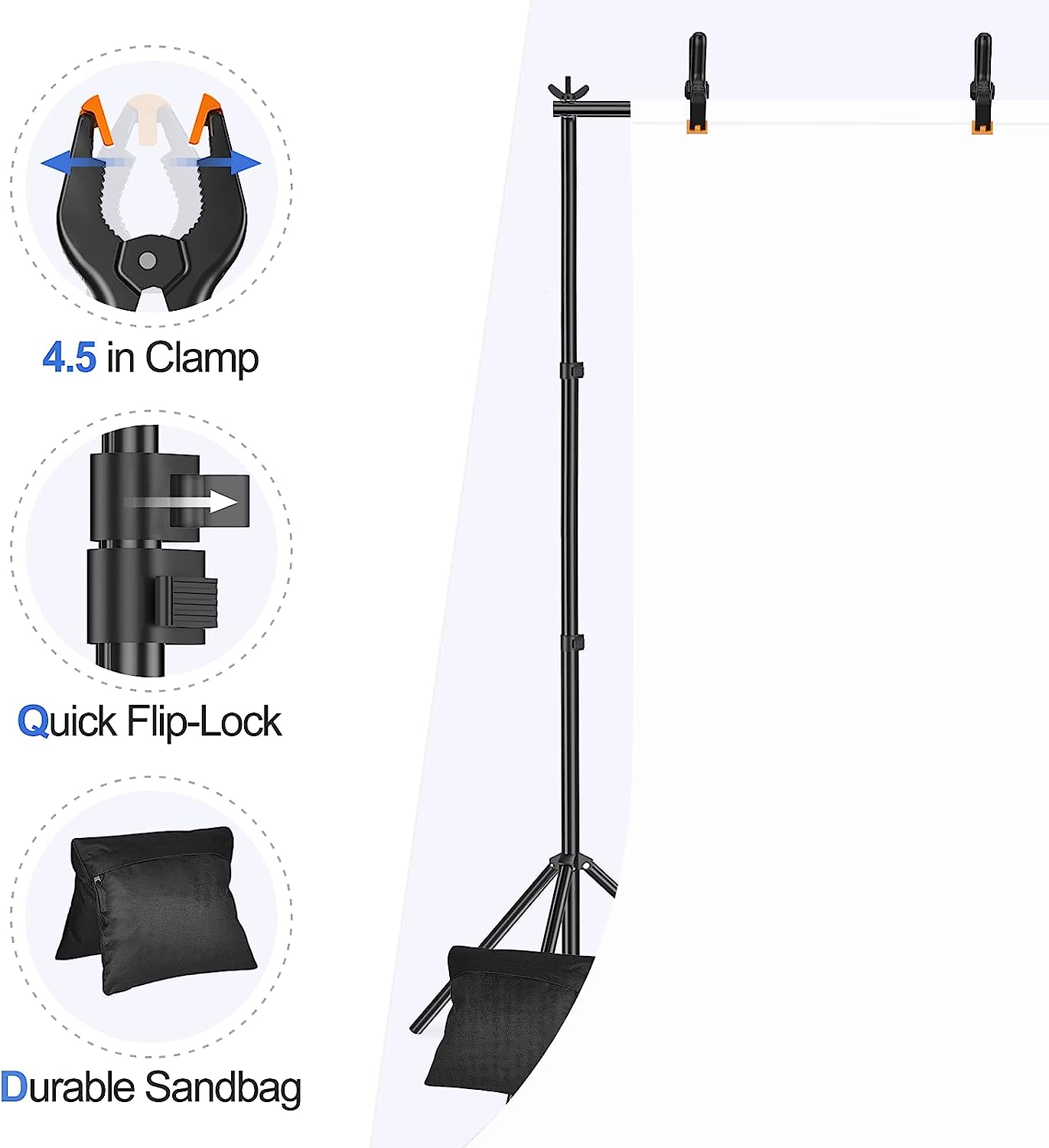 EMART Photo Video Studio 10Ft Adjustable Background Stand Backdrop Support System Kit with Carry Bag