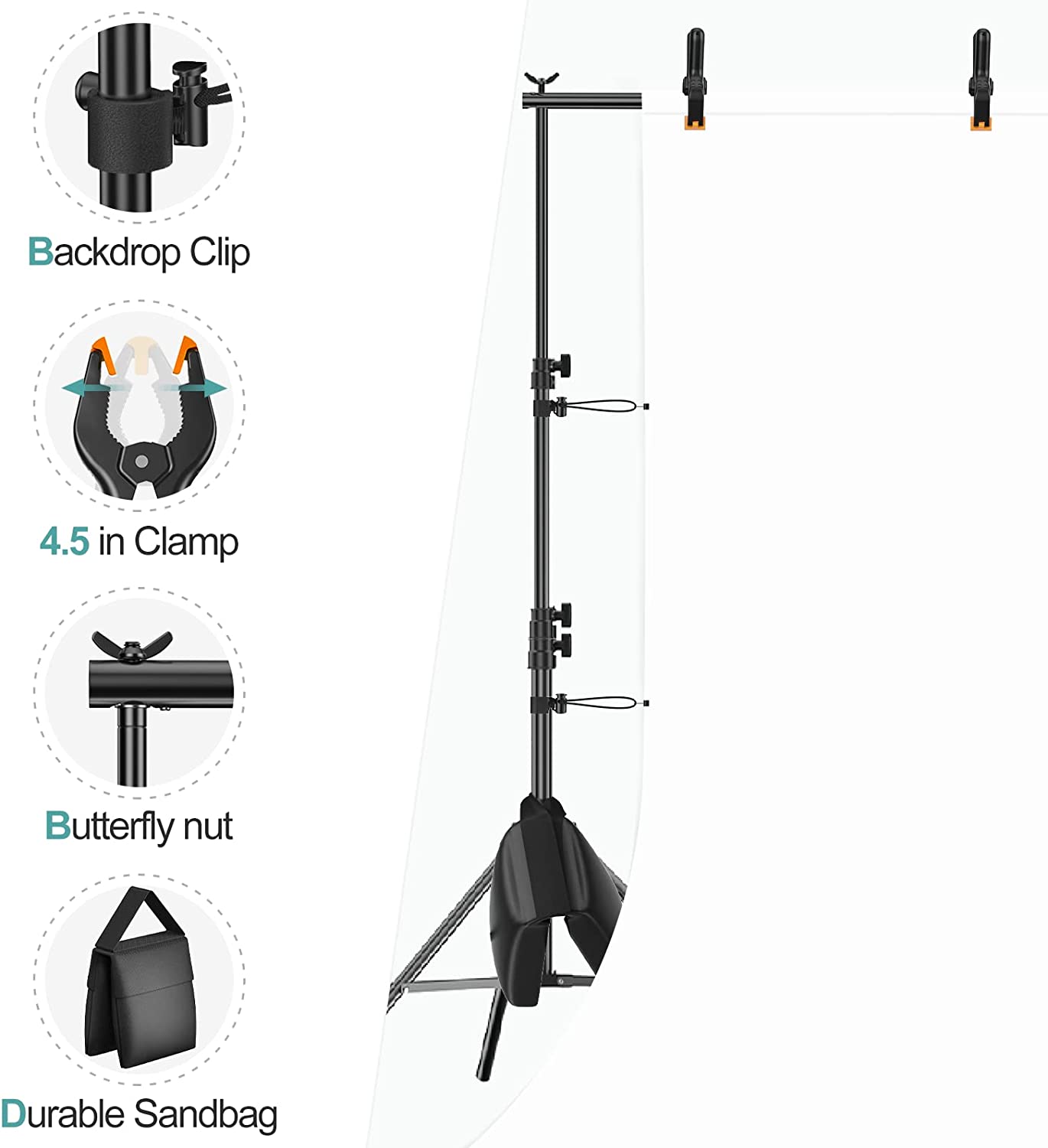 【Light Weight】Screw Knob Design Backdrop Stand with 2 Crossbars