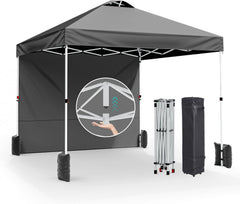 Tente pop-up 10x10 avec paroi latérale, PF 50+, imperméable, abri solaire réglable avec toit ventilé pour fête
