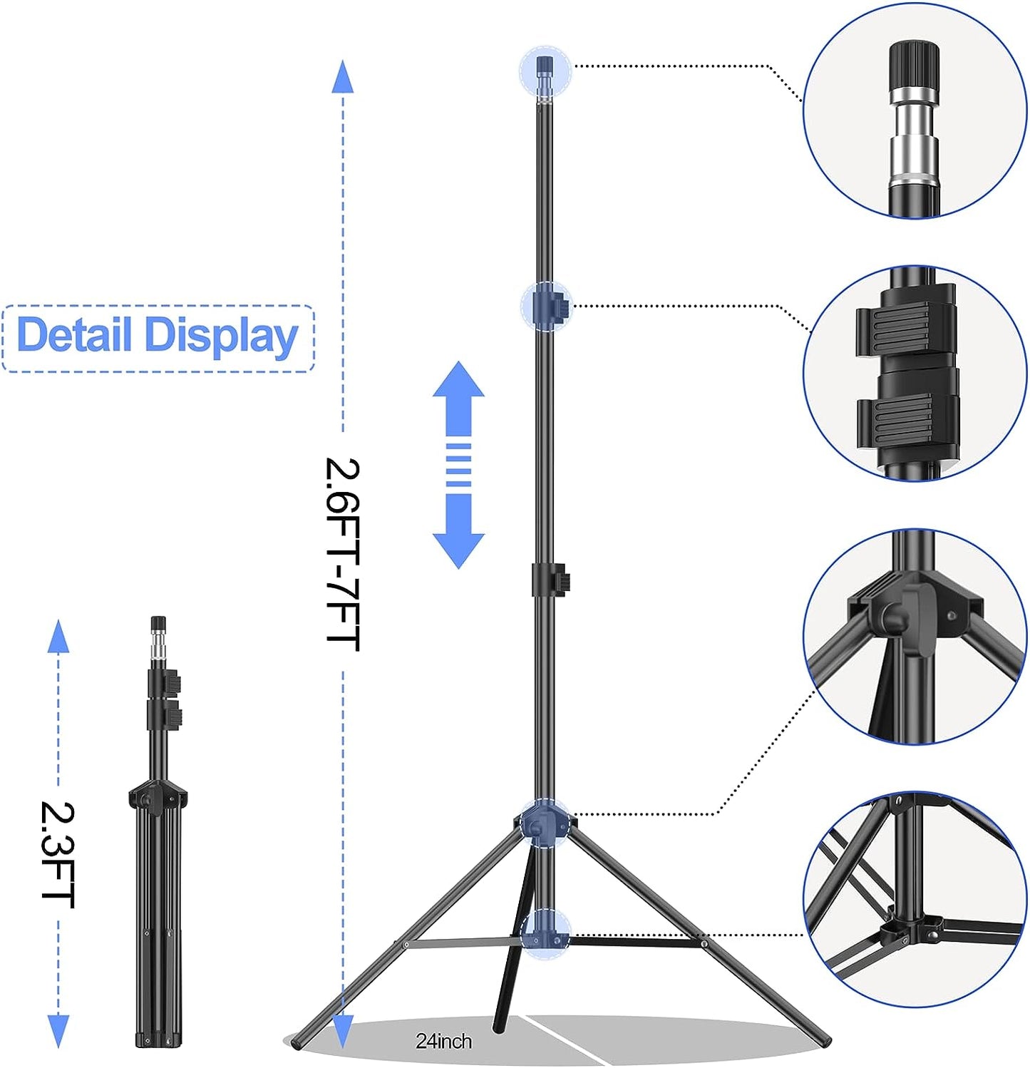 EMART 7×10 ft Stand Kit with Polyester Backdrop(Black/White/Green)
