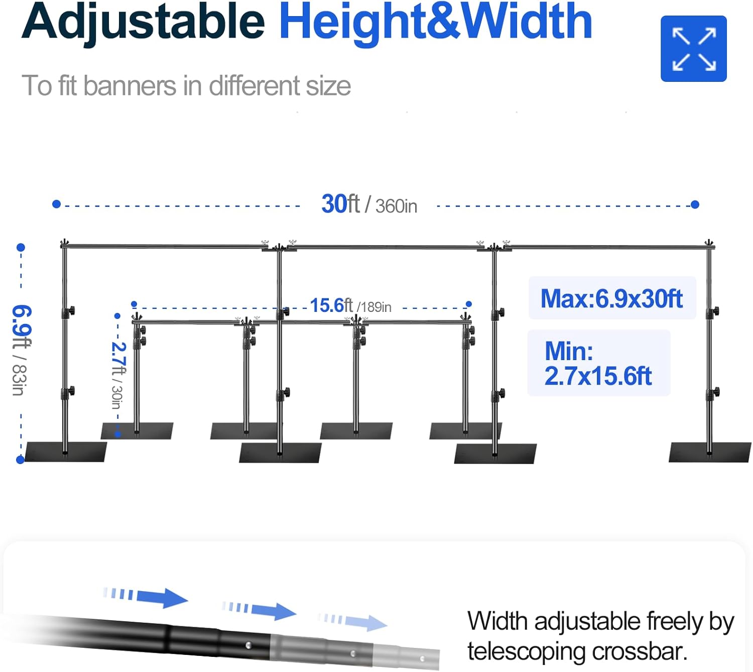 Large Heavy Duty Backdrop Stand Kit