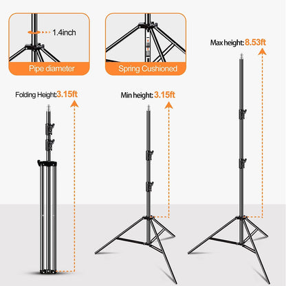 8.5 ft Heavy Duty Aluminum Light Stand with Carrying Bag