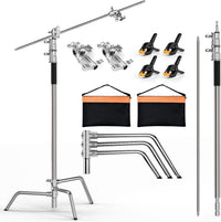 Stainless Steel Heavy Duty C Stand with Sandbag & Clamp