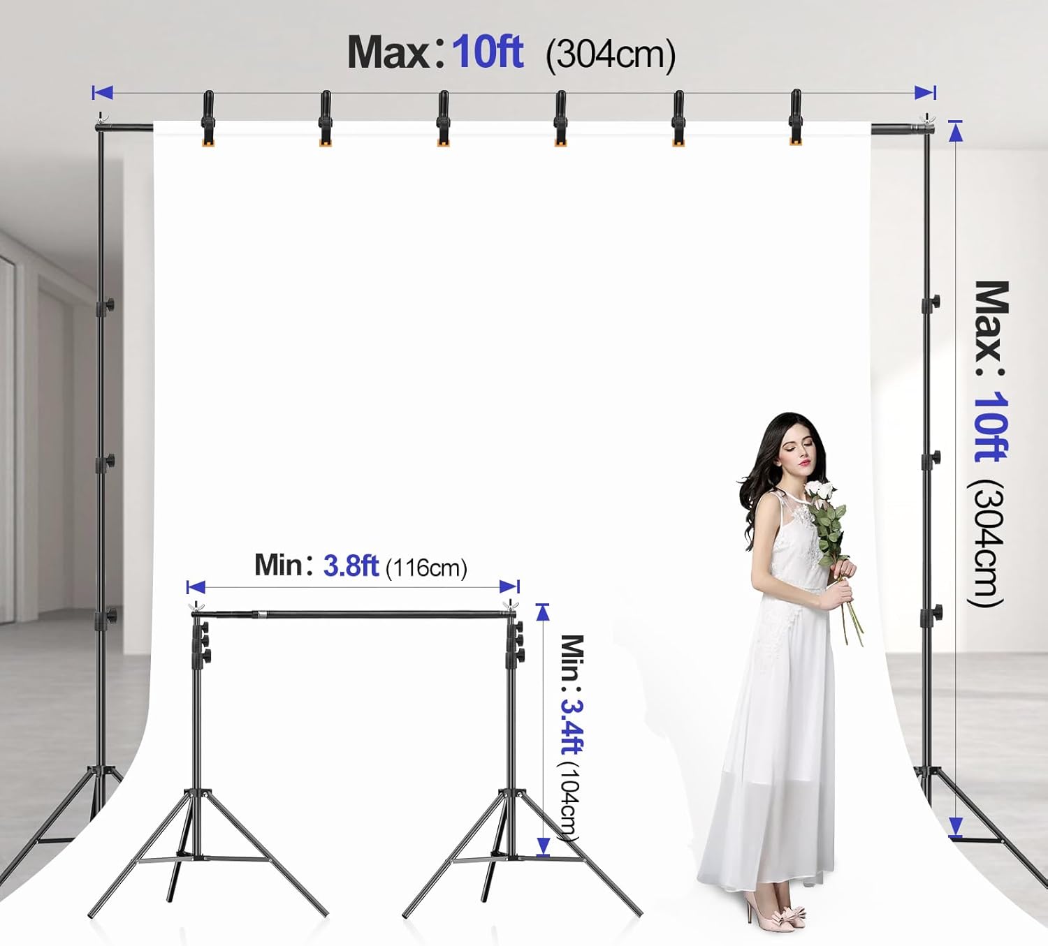 10x10FT Lockable Heavy Duty Backdrop Stand Kit