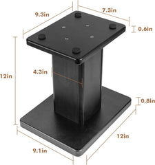 Pair of 12" Tall Heavy Duty Desktop Bookshelf Speaker Stands for Surround Sound Home Theater Rear Speakers, Black Wood Studio Monitor Stand - Supports 60 lbs