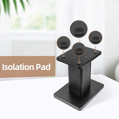 Pair of 12" Tall Heavy Duty Desktop Bookshelf Speaker Stands for Surround Sound Home Theater Rear Speakers, Black Wood Studio Monitor Stand - Supports 60 lbs