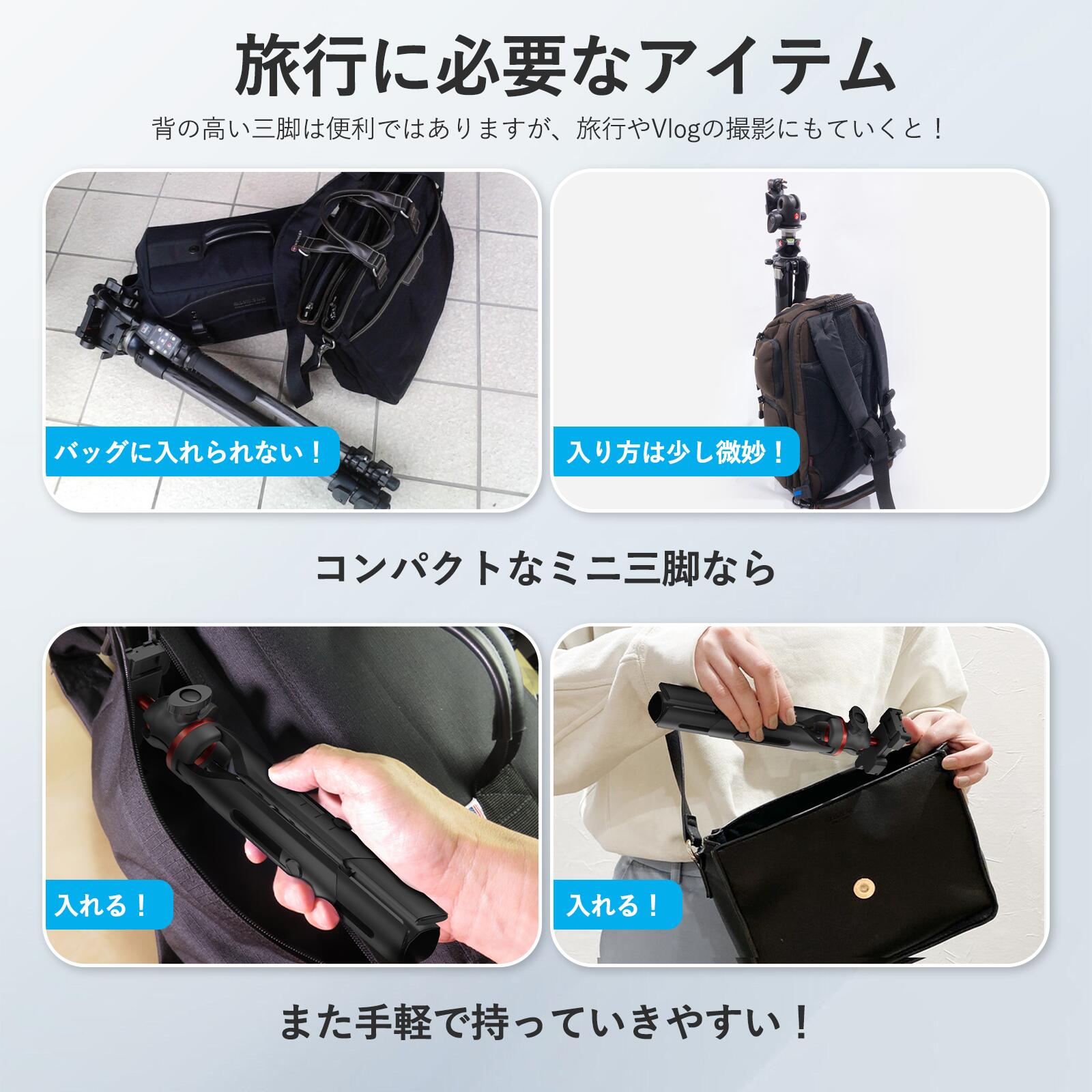 EMART ミニ三脚 コンパクト 卓上三脚 耐荷重3kg 五段伸縮 高さ調節付き 卓上小型三脚 スマホ三脚 トライポッド ボール雲台 360度回転 【iPhone/Android/スマホ/ビデオカメラ/ミラーレス一眼/GoPro/一眼レフ】に最適 1/4ネジ穴付き 接続可能