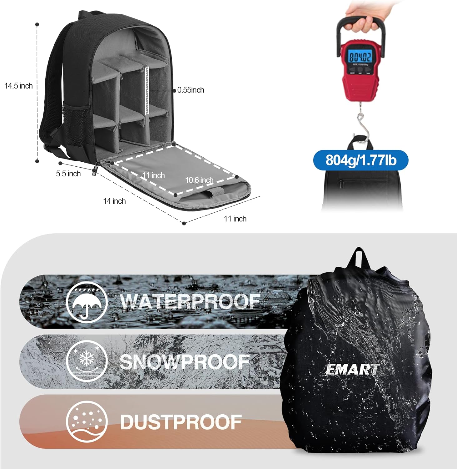 Small Camera Backpack Bag Professional with Waterproof Rain Cover