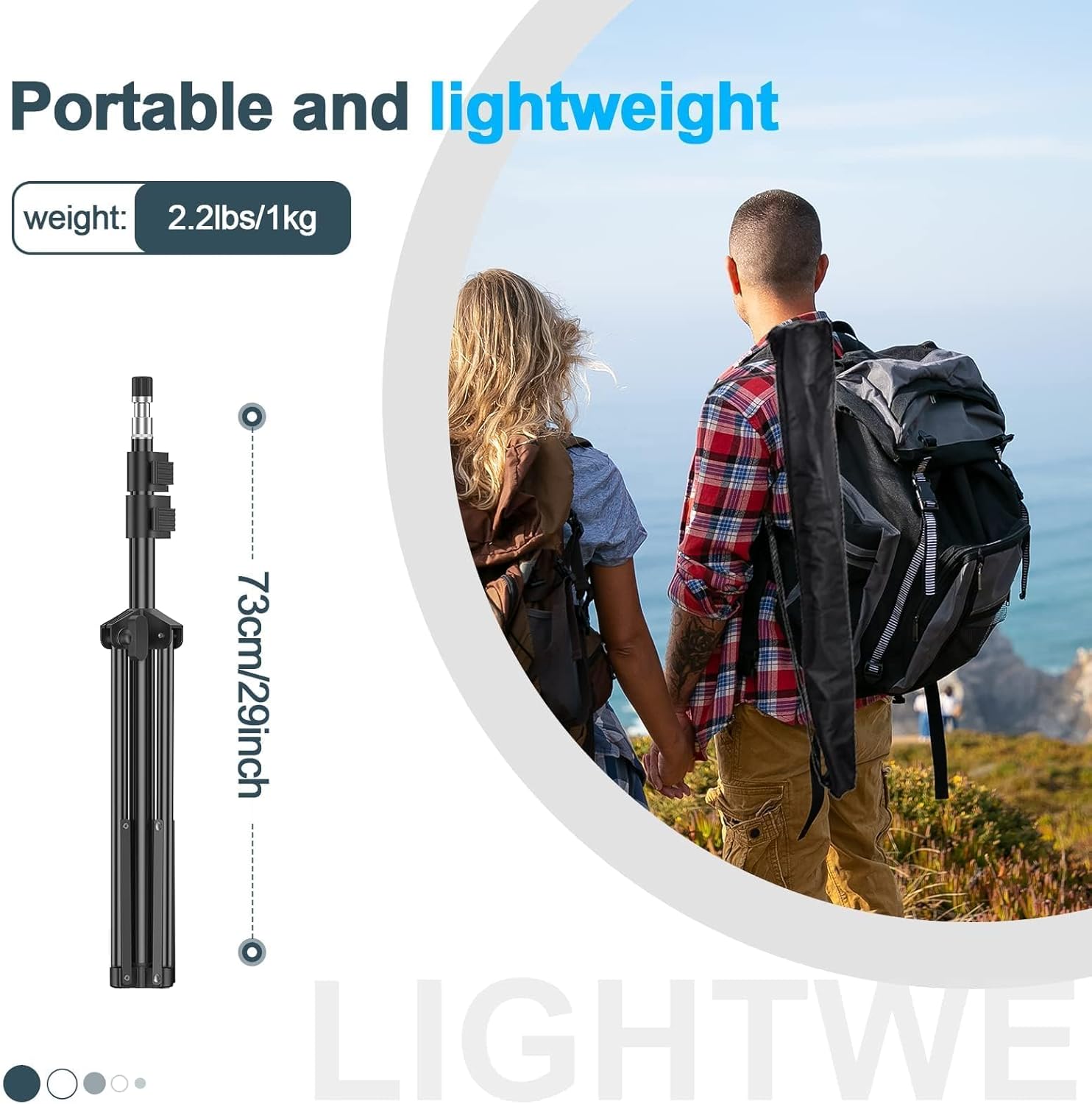 7 Ft Portable Photo Video Tripod Stand with Carry Case - 2 Pack
