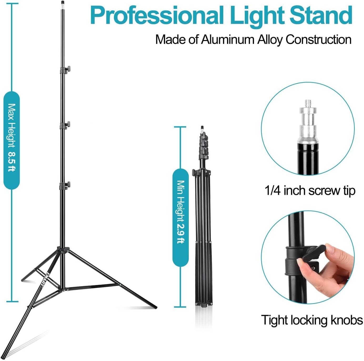 8.5FT Photography Reflector Disc Holder Clip with Light Stand