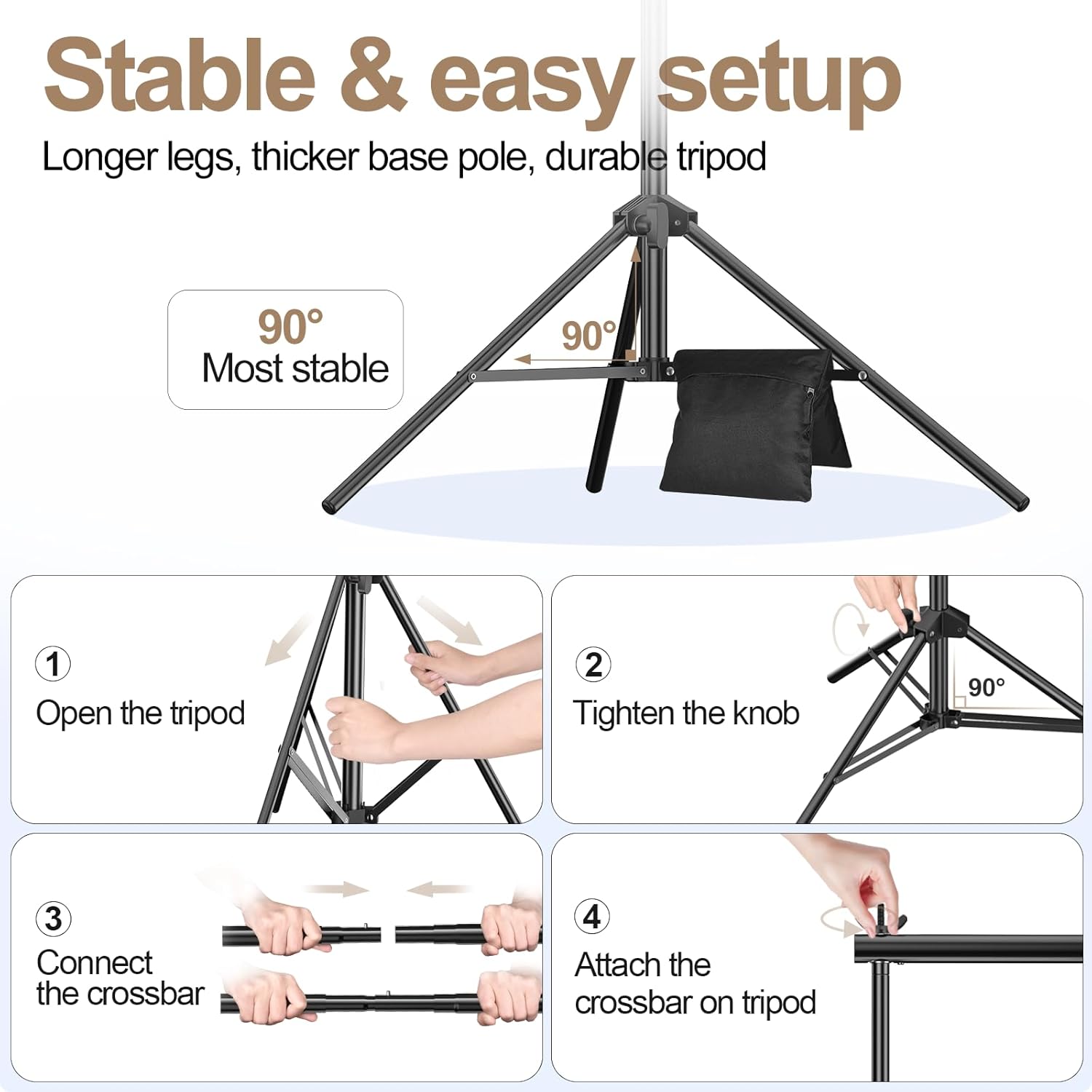 30x7Ft Large Adjustable Backdrop Stand Kit with 308° Angle Rotatable Connector