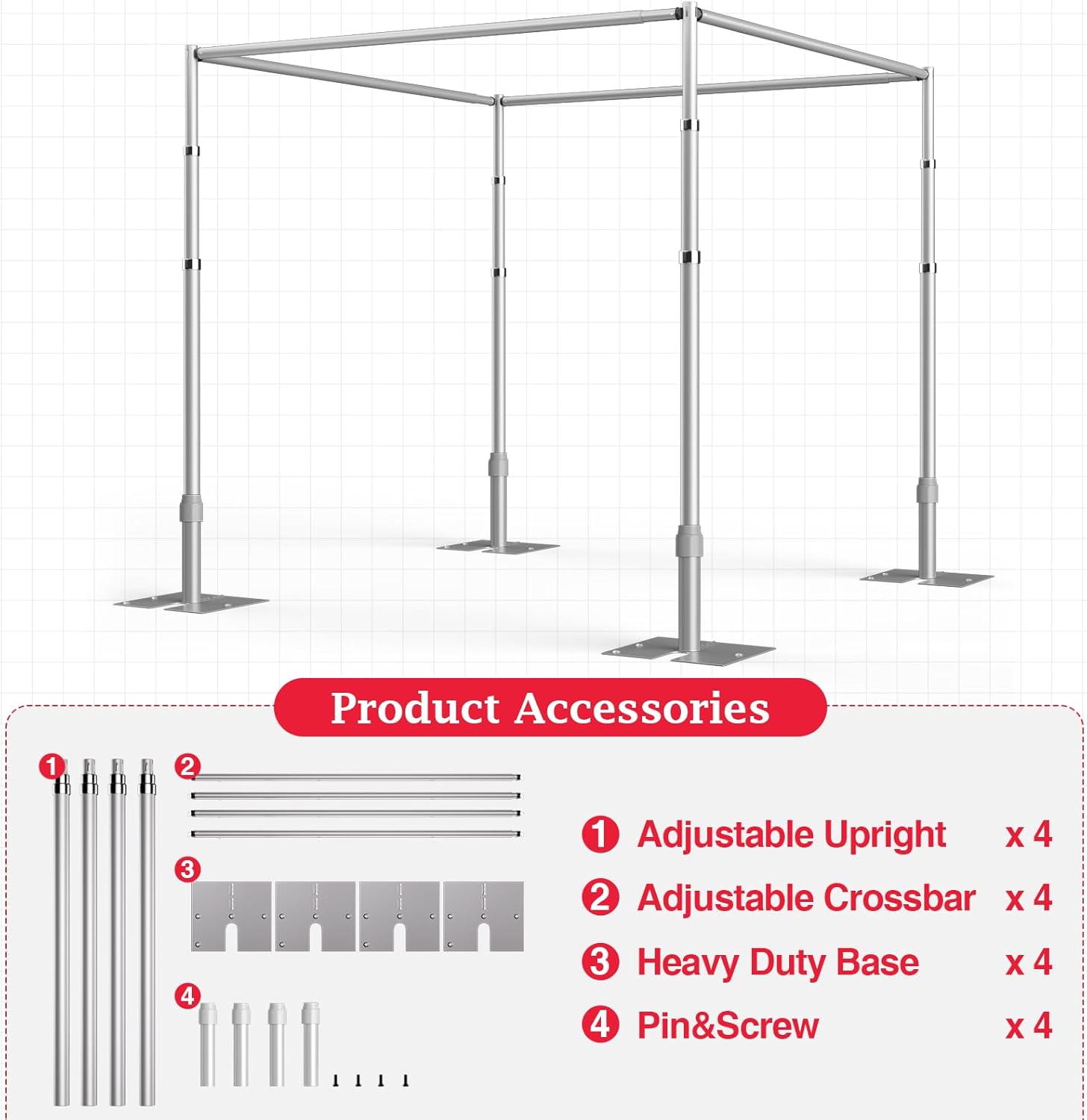 10Ft Square Pipe and Drape Heavy Duty Photo Background Support Kit