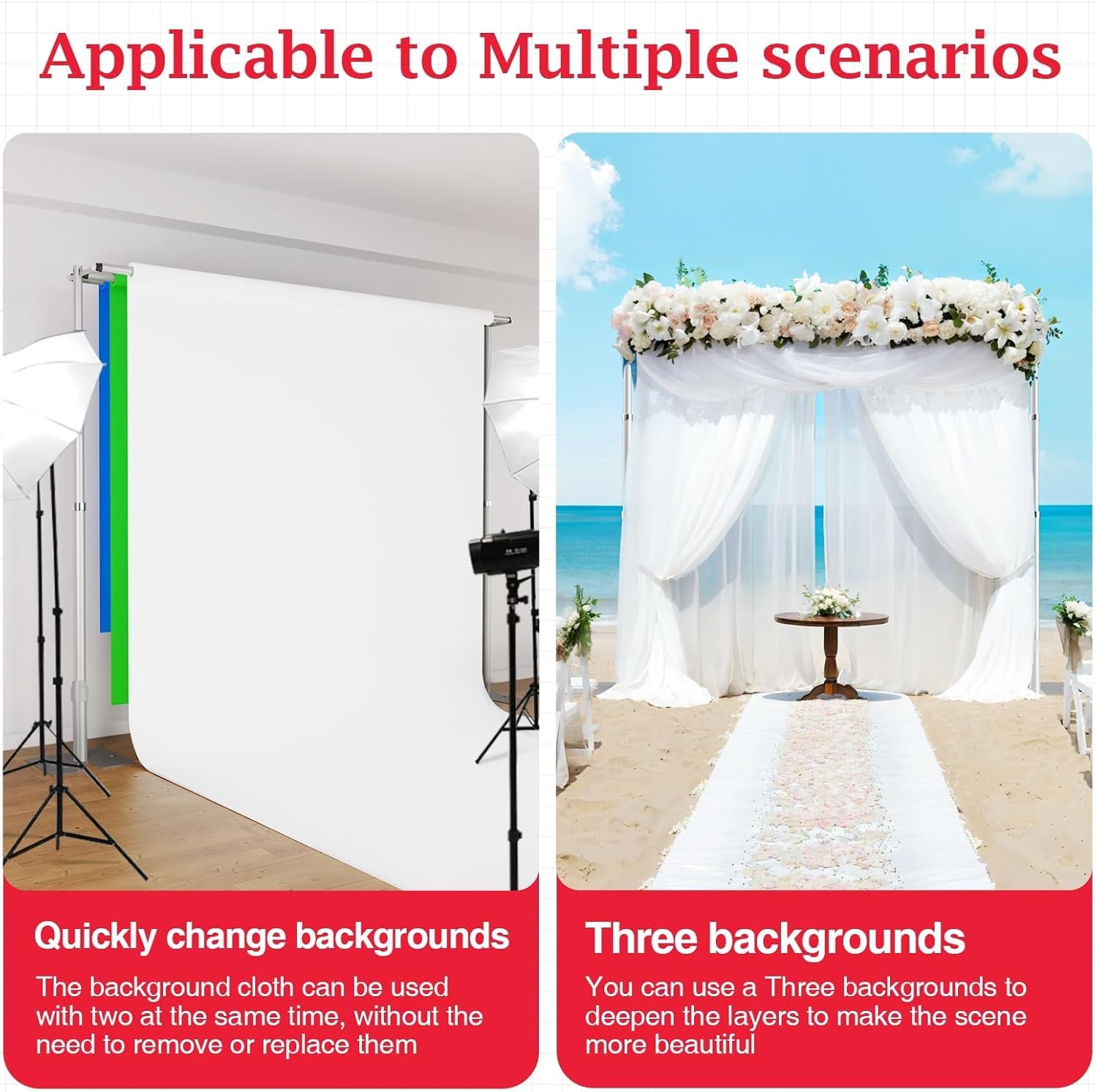 10x10Ft Three Crossbar Pipe and Drape Photo Background Support Kit